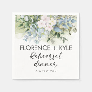 Greenery Eucalyptus Elegant Dusty Rehearsal Dinner Napkin
