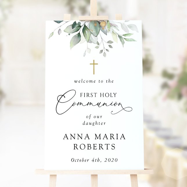 Greenery, Eucalyptus, First Holy Communion Welcome Poster (Creator Uploaded)