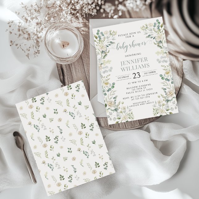 Greenery Eucalyptus Floral Baby Shower Invitation (Creator Uploaded)