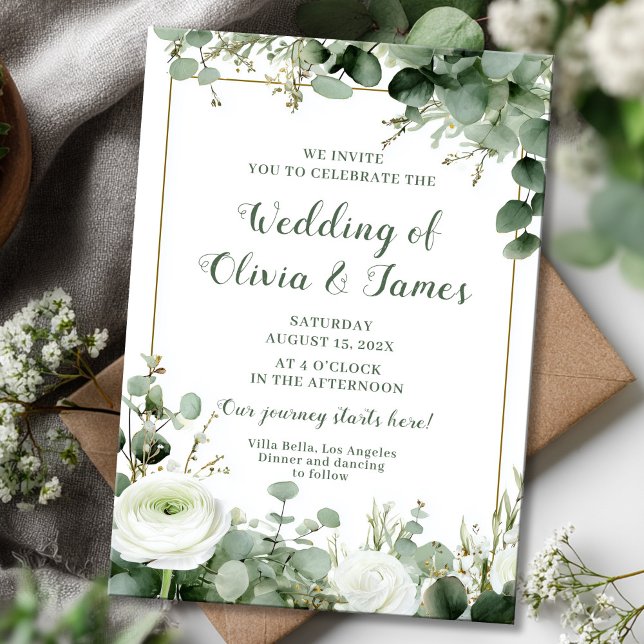 Greenery eucalyptus floral wedding design invitation (Creator Uploaded)
