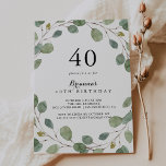 Greenery Eucalyptus Foliage 40th Birthday Party Invitation<br><div class="desc">This greenery eucalyptus foliage 40th birthday party invitation is perfect for a modern birthday party. The design features hand-drawn botanical green eucalyptus branches and leaves.</div>