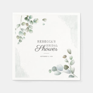 Greenery Eucalyptus Foliage Bridal Shower Paper Napkin