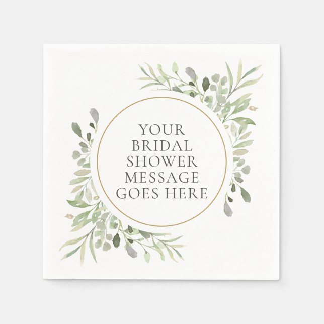Greenery Eucalyptus Foliage Leaves Bridal Shower Napkin (Front)