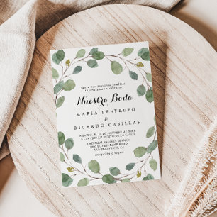 Greenery Eucalyptus Foliage Nuestra Boda Wedding Invitation