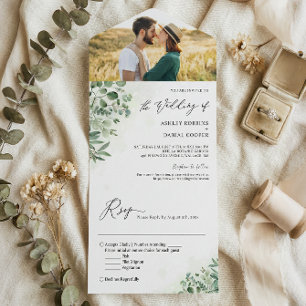 Greenery Eucalyptus Foliage Wedding Photo All In One Invitation