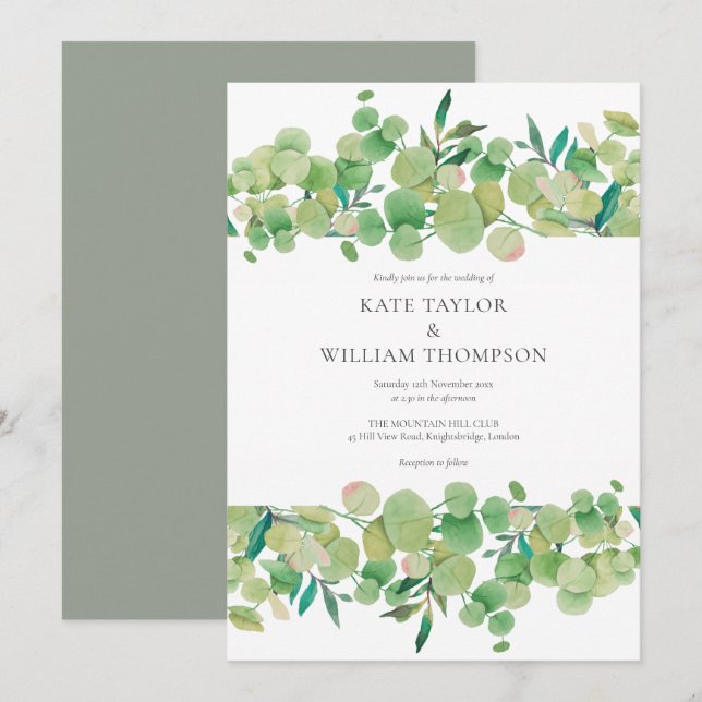 Greenery Eucalyptus Garland Wedding Invitation (Front/Back)