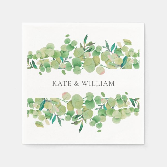 Greenery Eucalyptus Garland Wedding Napkin (Front)
