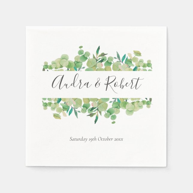 Greenery Eucalyptus Garland Wedding Napkin (Front)