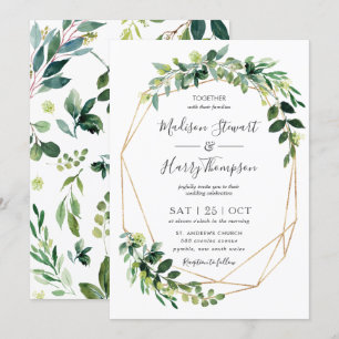 Greenery Eucalyptus Geometric Botanical Wedding Invitation