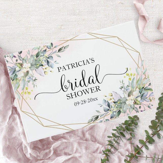 Greenery Eucalyptus Geometric Bridal Shower Guest  Book (Creator Uploaded)