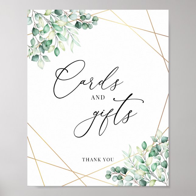 Greenery Eucalyptus Geometric Cards and Gifts Poster (Front)