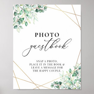 Greenery Eucalyptus Geometric Photo Guestbook