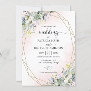 Greenery Eucalyptus Geometric Wedding Invitation