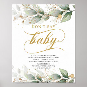 Greenery eucalyptus gold don't say baby sign game