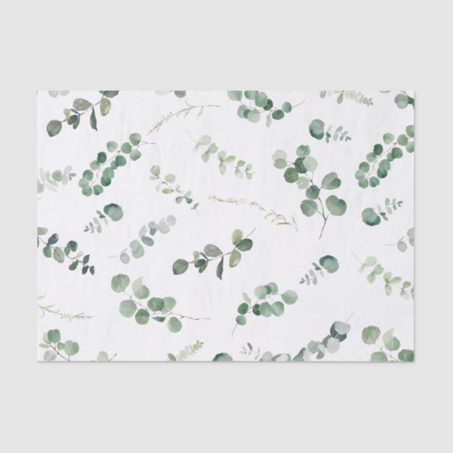 Greenery Eucalyptus Green Leaves Decoupage Craft  Tissue Paper (Front)