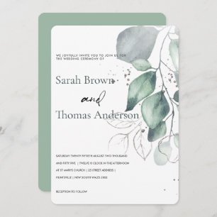 GREENERY EUCALYPTUS GREEN WATERCOLOUR WEDDING INVITATION
