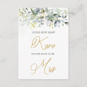 Greenery Eucalyptus Guess How Many Kisses in Jar Enclosure Card