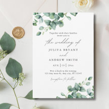 Greenery Eucalyptus in white script wedding