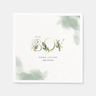 Greenery Eucalyptus It's A Boy Baby Shower Napkin