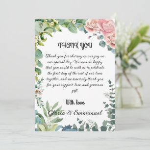 Greenery Eucalyptus Leave Floral Wedding  Thank You Card