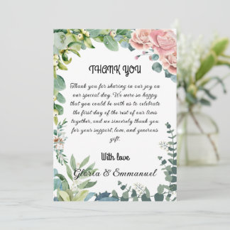 Greenery Eucalyptus Leave Floral Wedding  Thank You Card