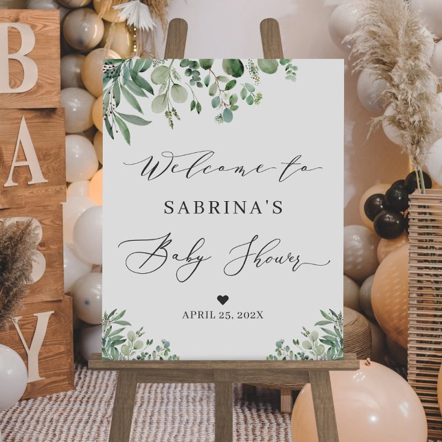 Greenery Eucalyptus Leaves Baby Shower Sign (Creator Uploaded)