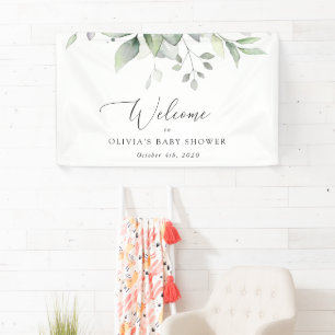 Greenery, Eucalyptus Leaves, Baby Shower Welcome Banner