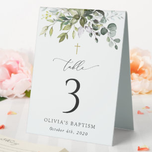 Greenery, Eucalyptus Leaves, Baptism Table Numbers