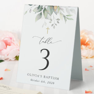 Greenery, Eucalyptus Leaves, Baptism Table Numbers