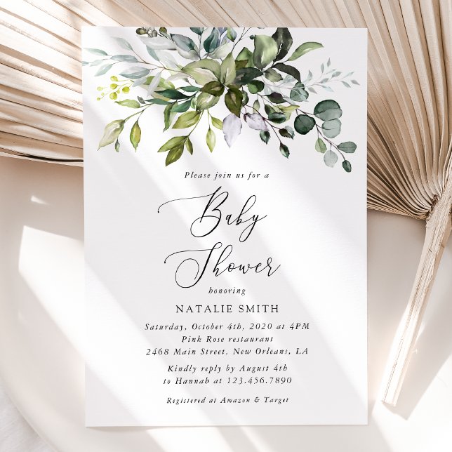 Greenery, Eucalyptus Leaves, Boho, Baby Shower Invitation (Creator Uploaded)