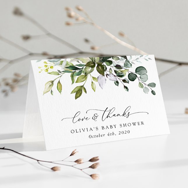 Greenery, Eucalyptus Leaves, Boho, Baby Shower Thank You Card (Creator Uploaded)