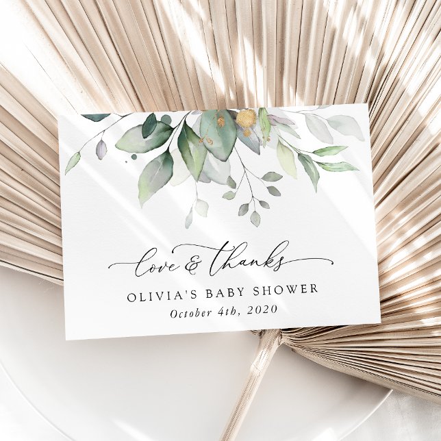 Greenery, Eucalyptus Leaves, Boho, Baby Shower Thank You Card (Creator Uploaded)