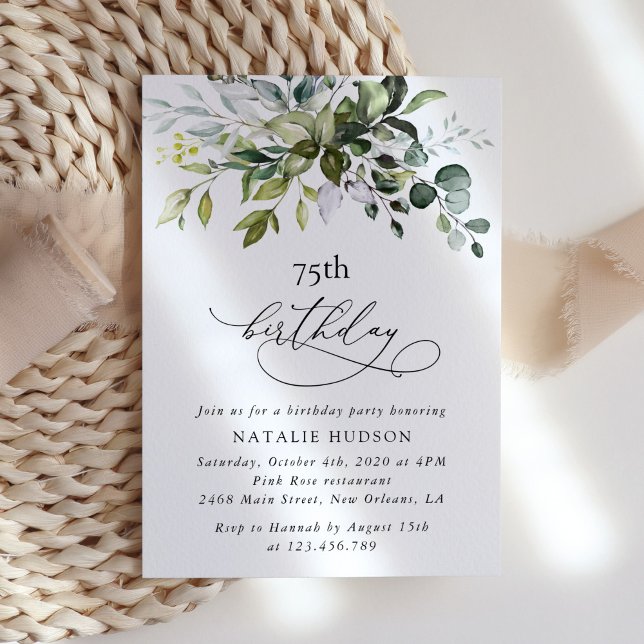 Greenery, Eucalyptus Leaves, Boho, Birthday Invitation (Creator Uploaded)
