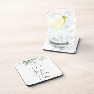 Greenery, Eucalyptus Leaves, Boho, Bridal Shower Coaster