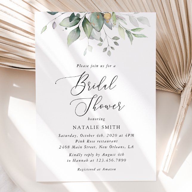 Greenery, Eucalyptus Leaves, Boho, Bridal Shower Invitation (Creator Uploaded)