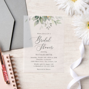 Greenery, Eucalyptus Leaves, Boho, Bridal Shower Vellum Invitations