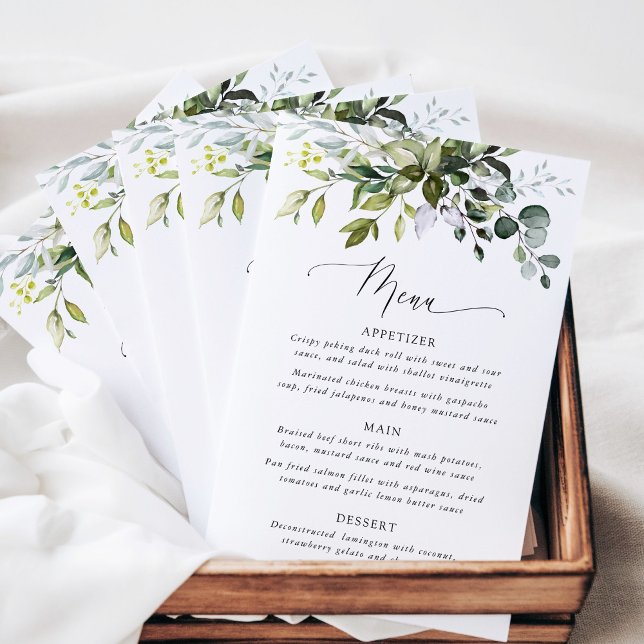 Greenery, Eucalyptus Leaves, Boho, Wedding Menu (Creator Uploaded)