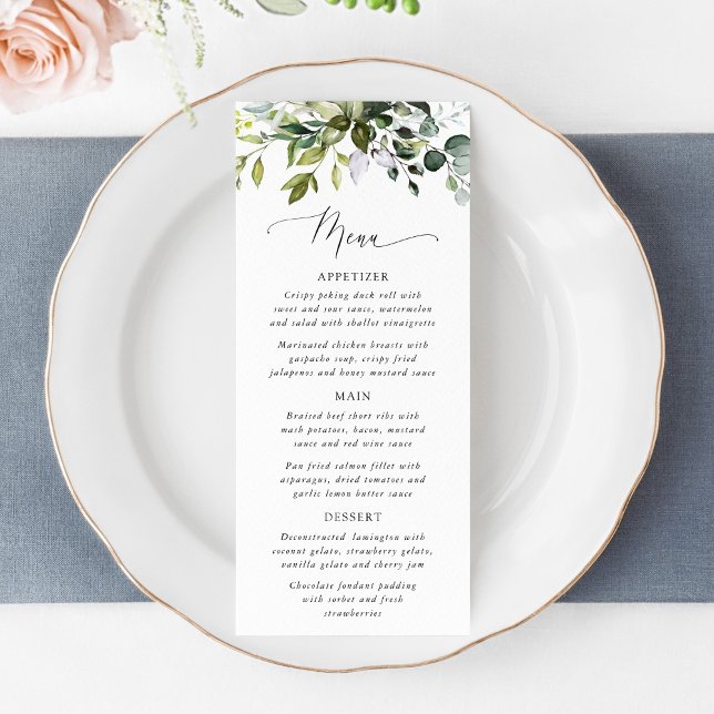 Greenery, Eucalyptus Leaves, Boho, Wedding Menu (Creator Uploaded)