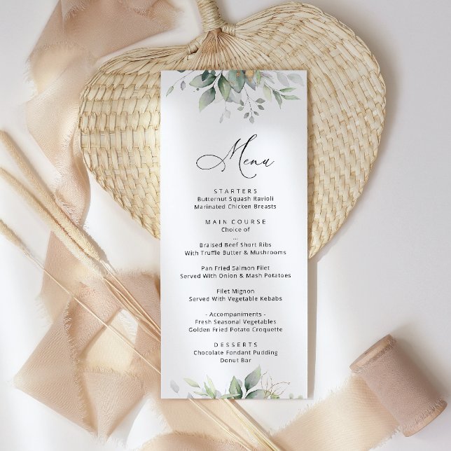 Greenery, Eucalyptus Leaves, Boho, Wedding Menu (Creator Uploaded)
