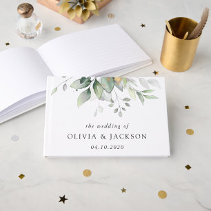 Greenery, Eucalyptus Leaves, Botanical Wedding Guest Book