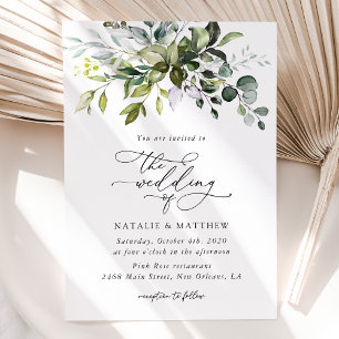 Greenery, Eucalyptus Leaves, Botanical Wedding Invitation