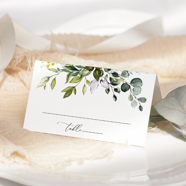 Greenery, Eucalyptus Leaves, Botanical Wedding  Place Card (Creator Uploaded)