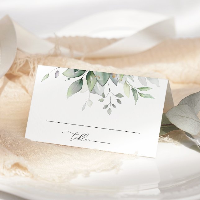 Greenery, Eucalyptus Leaves, Botanical Wedding Place Card (Creator Uploaded)