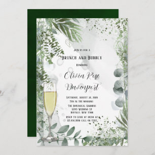 Greenery Eucalyptus Leaves Brunch and Bubbly Invitation