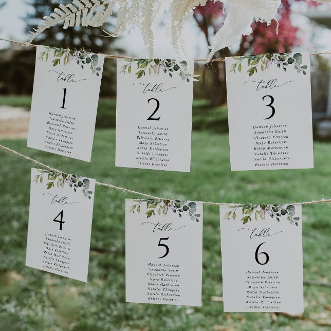 Greenery, Eucalyptus Leaves, Seating Chart Cards (Creator Uploaded)