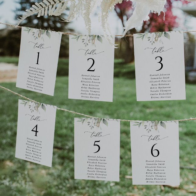 Greenery, Eucalyptus Leaves, Seating Chart Cards (Creator Uploaded)
