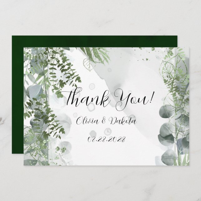 Greenery Eucalyptus Leaves Thank You Cards (Front/Back)