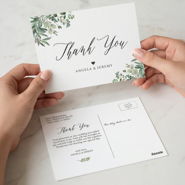 Greenery Eucalyptus Leaves Thank You Postcard (Creator Uploaded)