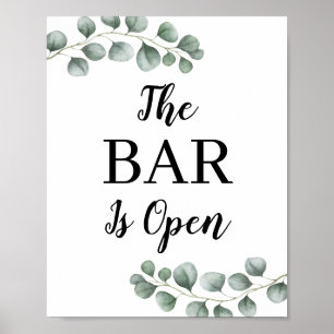 Greenery Eucalyptus Leaves The Bar Is Open Sign