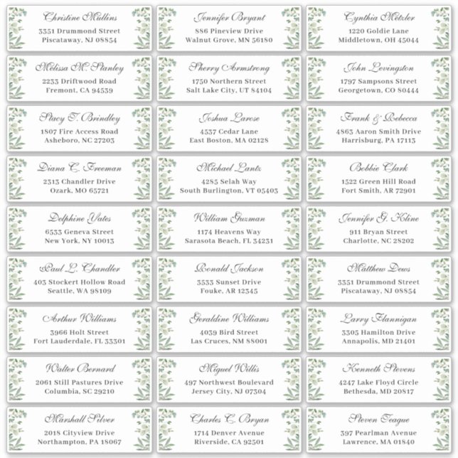 Greenery Eucalyptus Leaves Wedding Guest Address (Front)